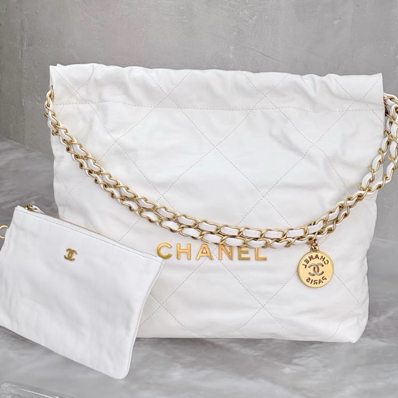 CHANEL香奈兒22Bag小號 附:同色系小包 白金垃圾袋 芯片款-9