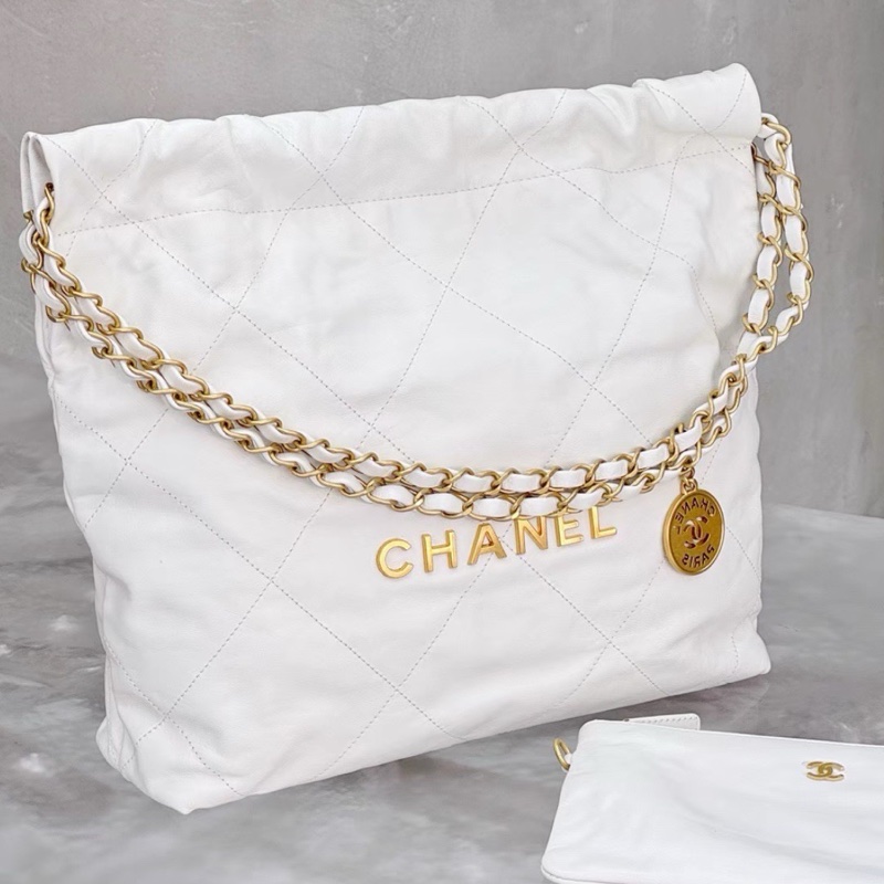 CHANEL香奈兒22Bag小號 附:同色系小包 白金垃圾袋 芯片款-10