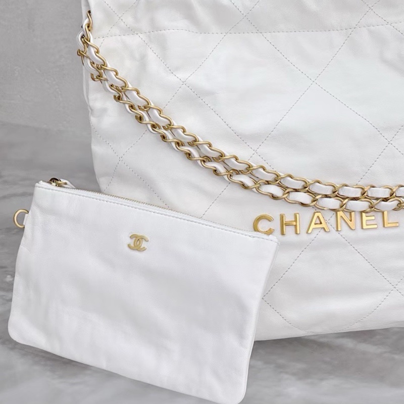 CHANEL香奈兒22Bag小號 附:同色系小包 白金垃圾袋 芯片款-11
