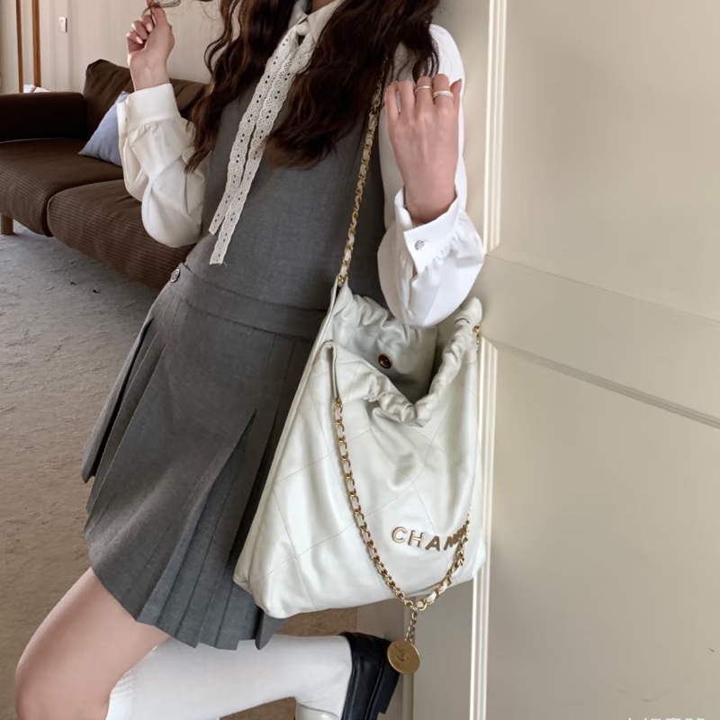 CHANEL香奈兒22Bag小號 附:同色系小包 白金垃圾袋 芯片款-20