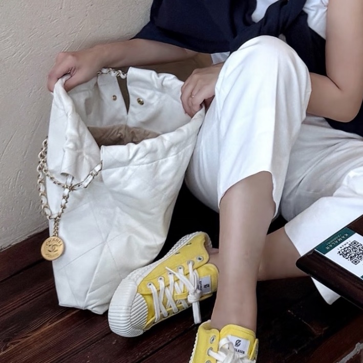 CHANEL香奈兒22Bag小號 附:同色系小包 白金垃圾袋 芯片款-27