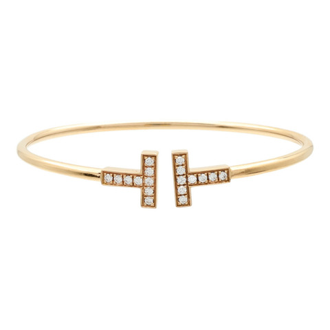 TIFFANY＆CO 18K玫瑰金T Wire Diamond Bracelet鑽石手鐲
