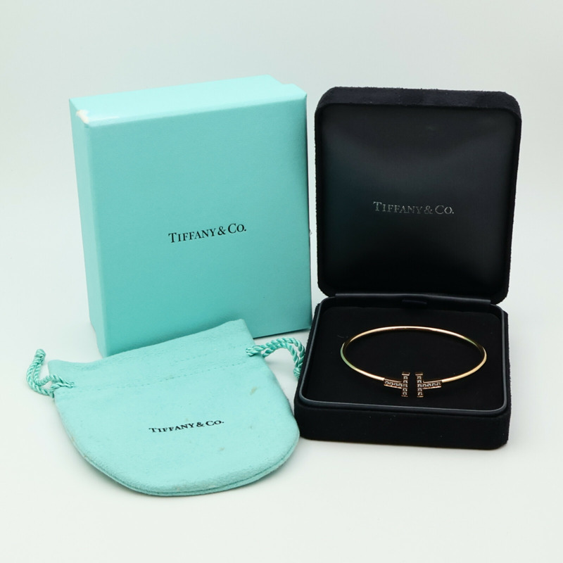 TIFFANY＆CO 18K玫瑰金T Wire Diamond Bracelet鑽石手鐲-7