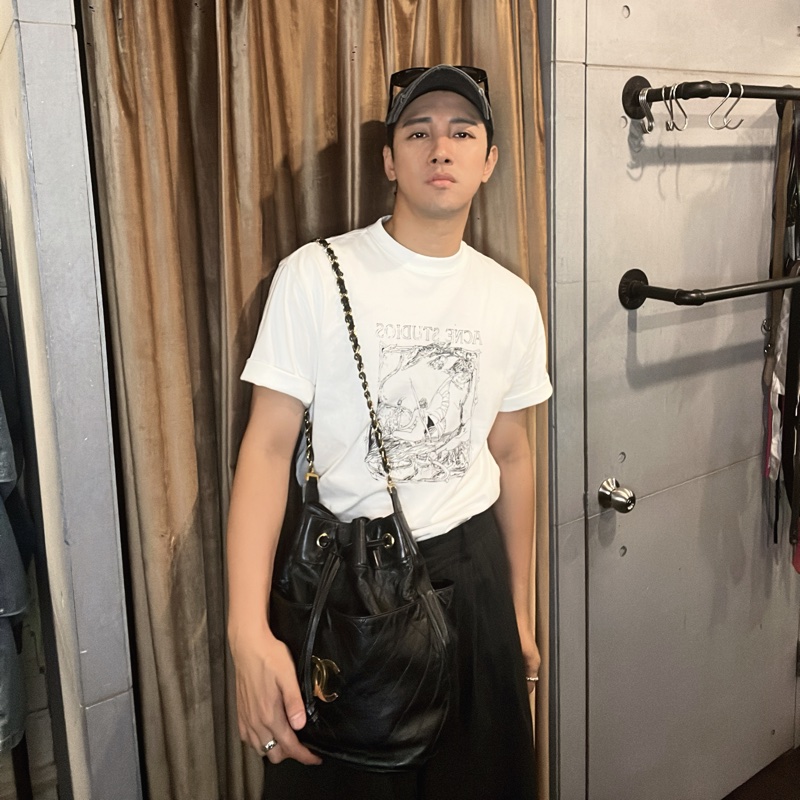 Chanel 香奈兒 vintaga  大c logo 雙層 金鏈 水桶包 #正常使用痕跡 有數字標 稀少收藏-3