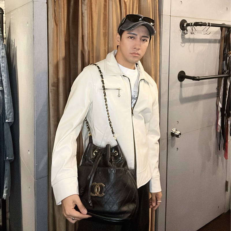 Chanel 香奈兒 vintaga  大c logo 雙層 金鏈 水桶包 #正常使用痕跡 有數字標 稀少收藏-9