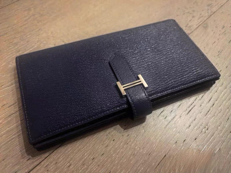 愛馬仕 Hermès Bearn H 長夾|經典 H 釦設計・深藍低調深色質感款-0
