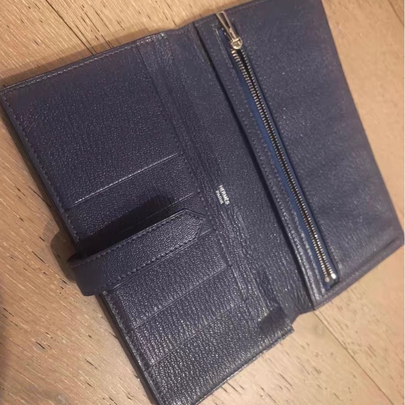 愛馬仕 Hermès Bearn H 長夾|經典 H 釦設計・深藍低調深色質感款-1