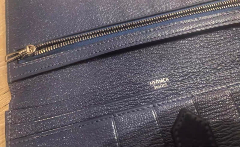 愛馬仕 Hermès Bearn H 長夾|經典 H 釦設計・深藍低調深色質感款-2