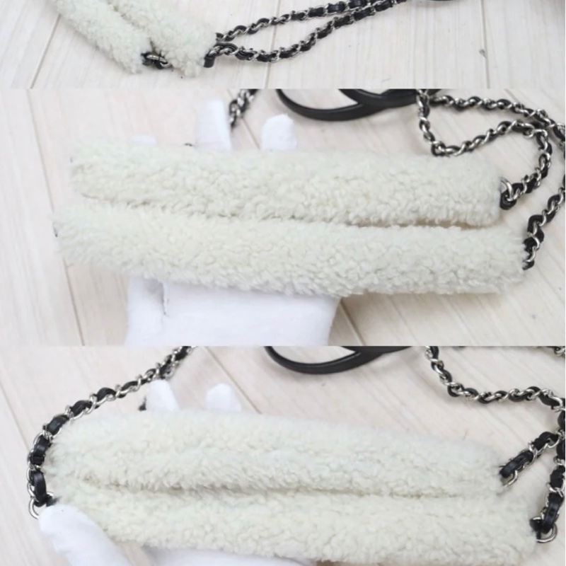 「JL精品代購」98新 Chanel 香奈兒coco neige羊羔毛tote-8