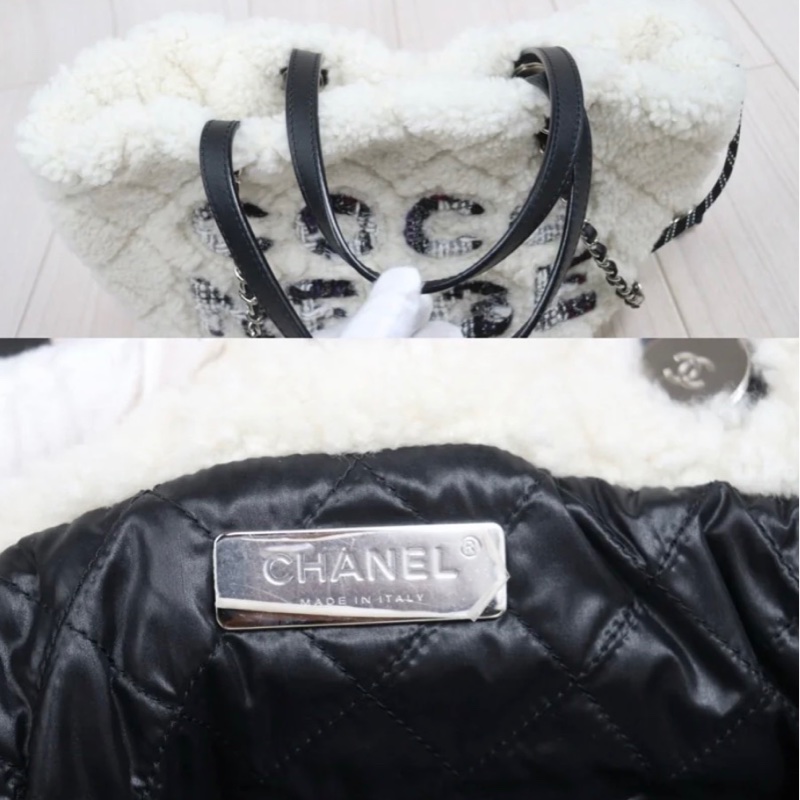 「JL精品代購」98新 Chanel 香奈兒coco neige羊羔毛tote-9