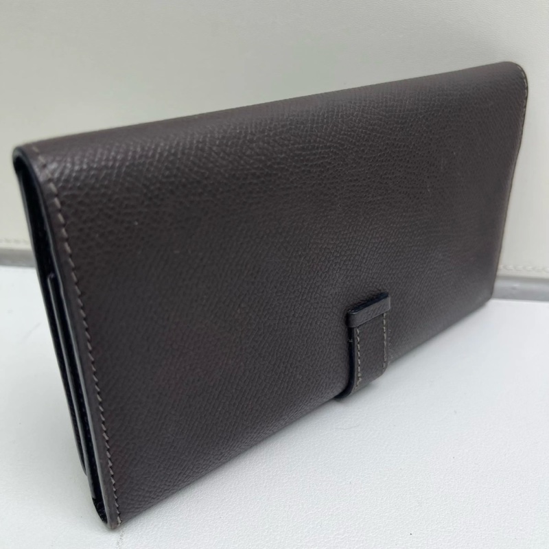 Vintage 愛馬仕 罕見三折 Hermès Bearn H 經典長夾 Epsom 黑色 銀釦 簡約耐看-1
