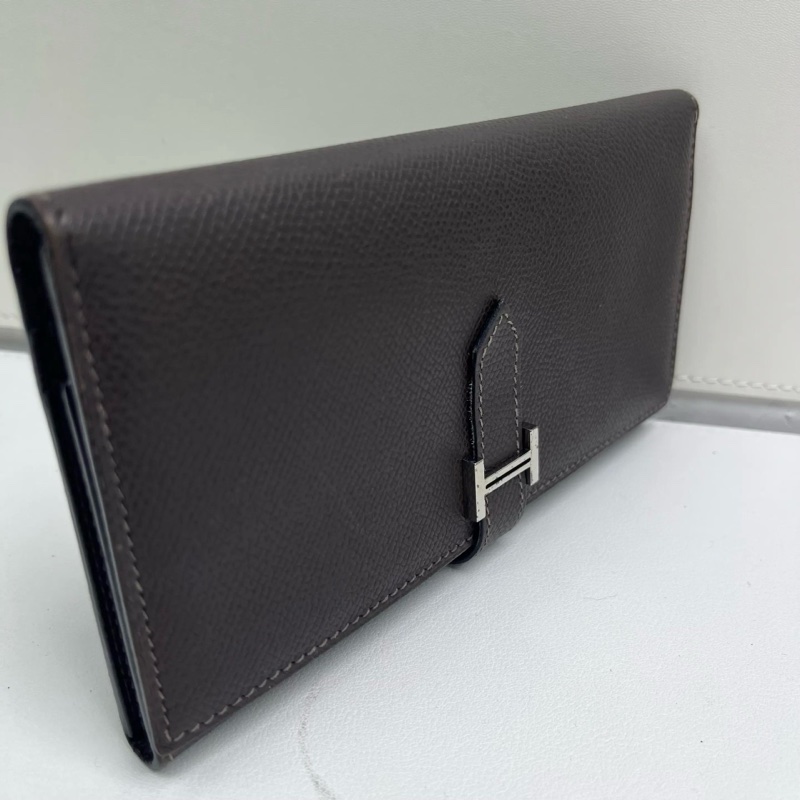 Vintage 愛馬仕 罕見三折 Hermès Bearn H 經典長夾 Epsom 黑色 銀釦 簡約耐看-2