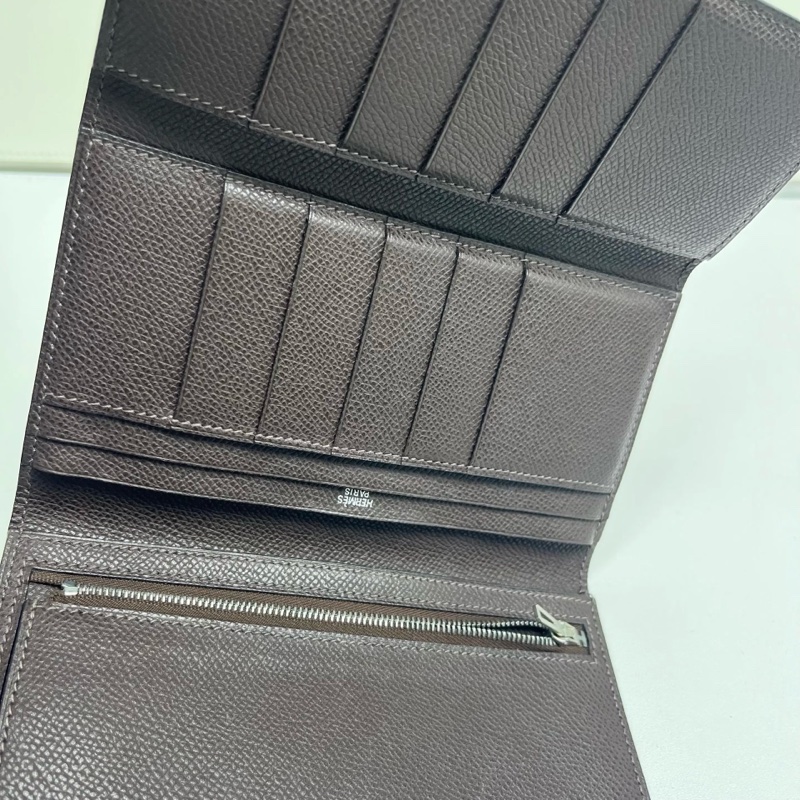 Vintage 愛馬仕 罕見三折 Hermès Bearn H 經典長夾 Epsom 黑色 銀釦 簡約耐看-5