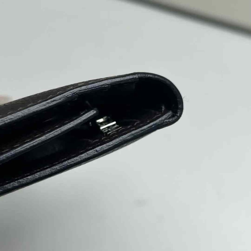 Vintage 愛馬仕 罕見三折 Hermès Bearn H 經典長夾 Epsom 黑色 銀釦 簡約耐看-8