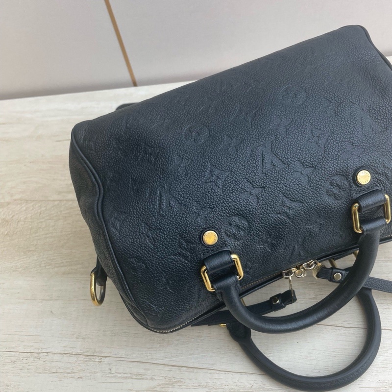 Louis Vuitton/路易威登，全皮藍色壓紋speedy25-4