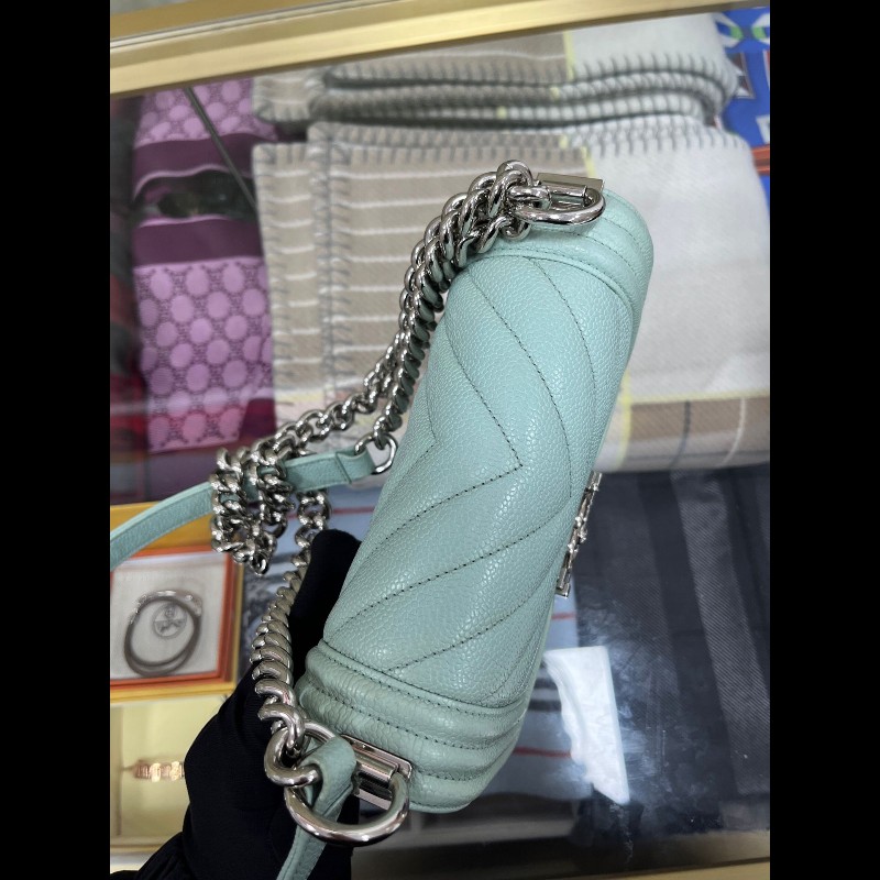 Chanel small Leboy
馬卡龍藍荔枝皮斜紋小號-10