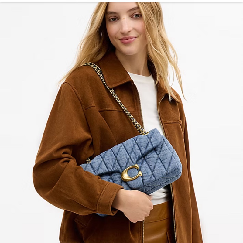 未使用品✨COACH TABBY 26 絎縫單肩手袋 牛仔翻蓋包-13