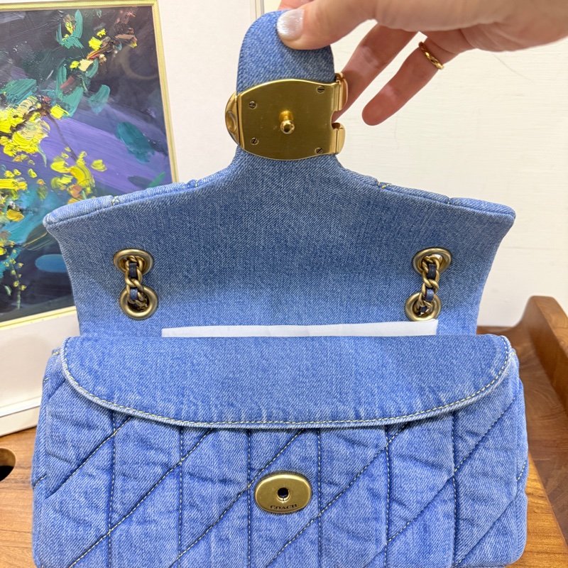 未使用品✨COACH TABBY 26 絎縫單肩手袋 牛仔翻蓋包-31