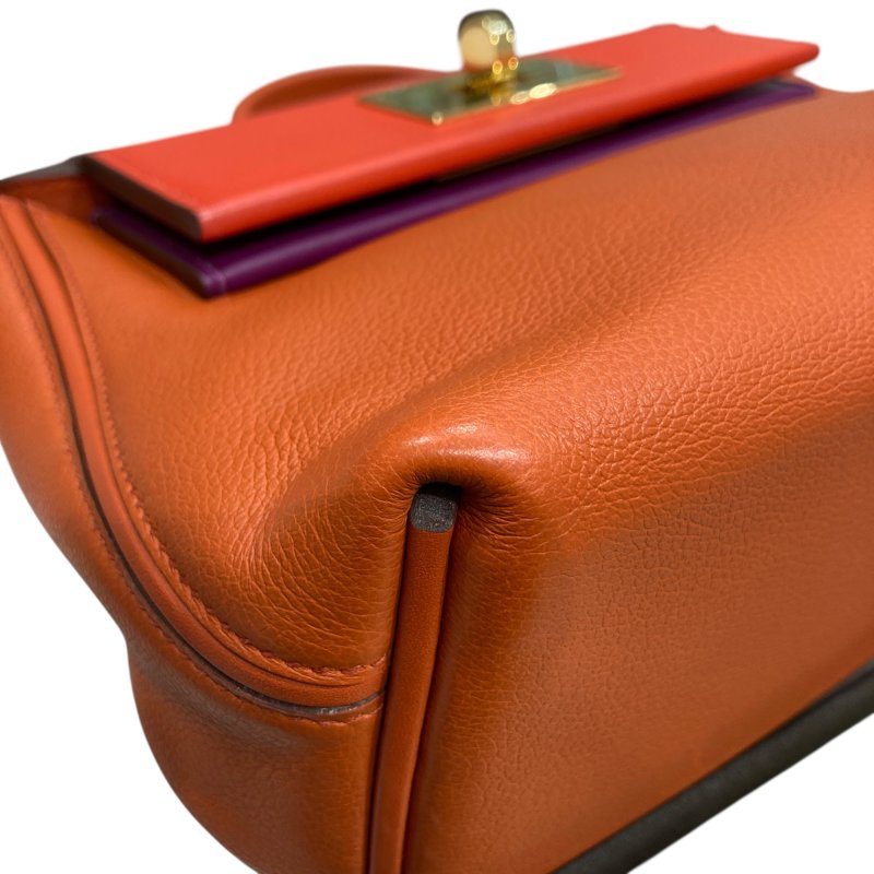 HERMÈS 愛馬仕 U刻 24/24 21 MINI 迷你手提肩背包 牛皮 泥土橘 金釦-6