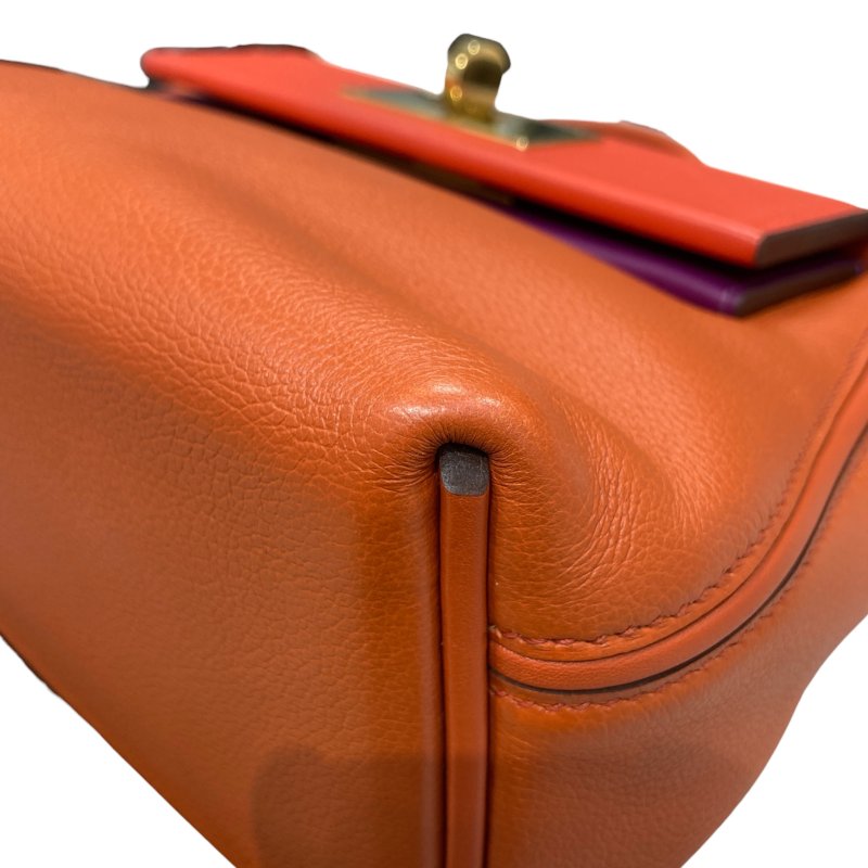 HERMÈS 愛馬仕 U刻 24/24 21 MINI 迷你手提肩背包 牛皮 泥土橘 金釦-7