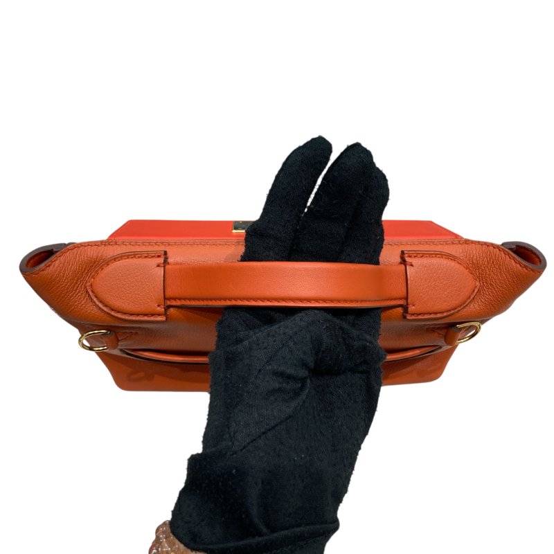HERMÈS 愛馬仕 U刻 24/24 21 MINI 迷你手提肩背包 牛皮 泥土橘 金釦-12