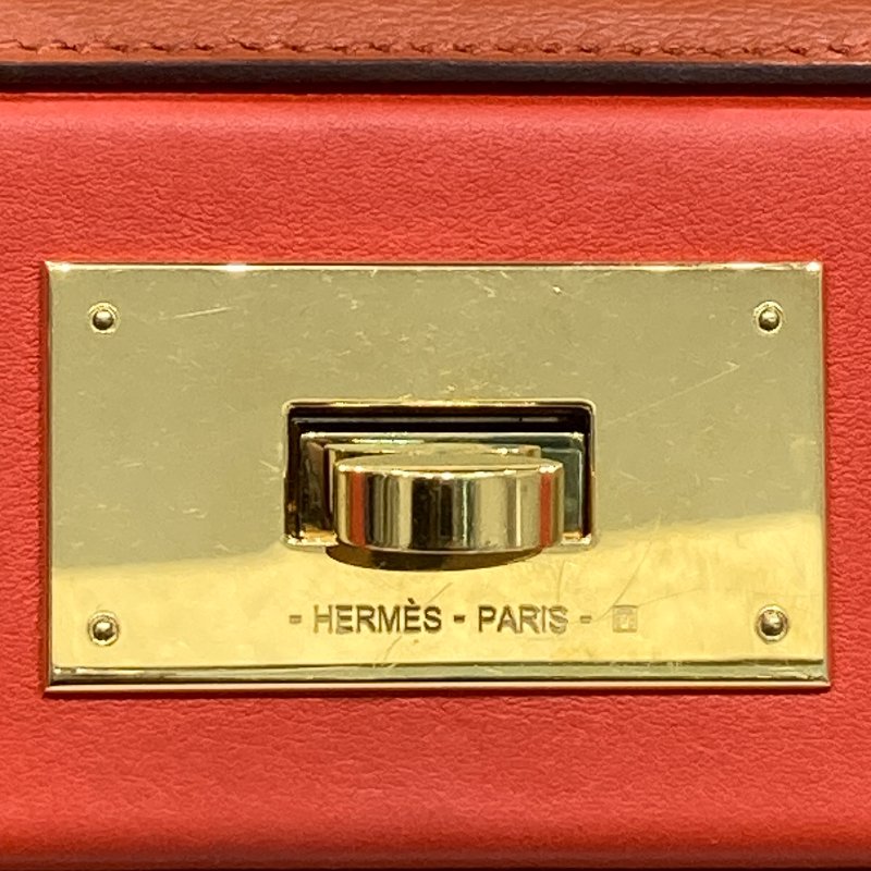 HERMÈS 愛馬仕 U刻 24/24 21 MINI 迷你手提肩背包 牛皮 泥土橘 金釦-14