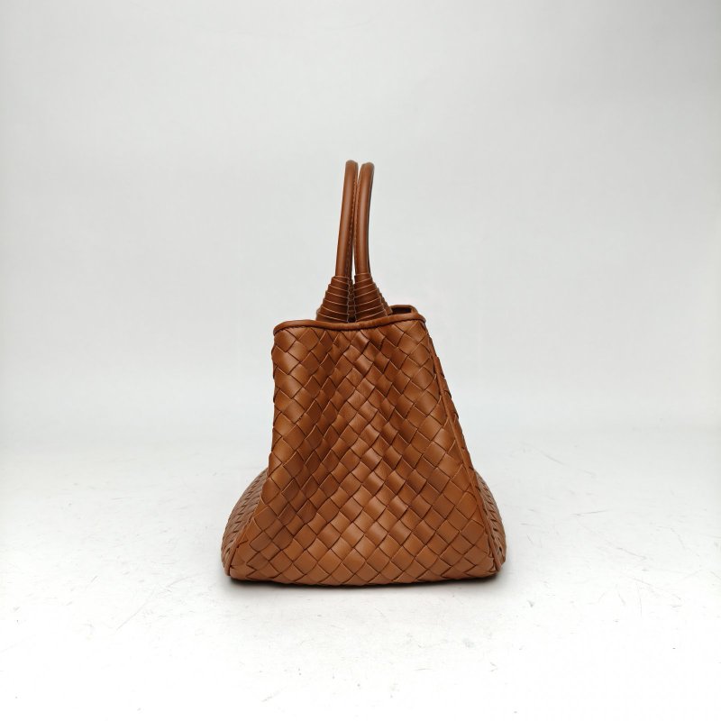 BOTTEGA VENETA 焦糖色牛皮經典編織手提包肩背包-1