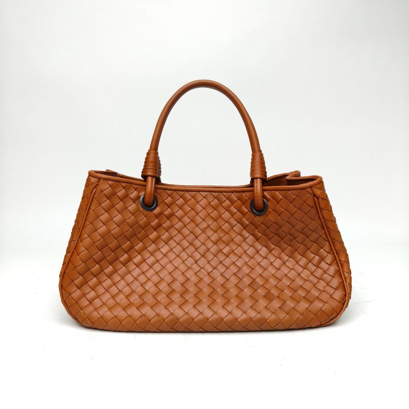 BOTTEGA VENETA 焦糖色牛皮經典編織手提包肩背包-2
