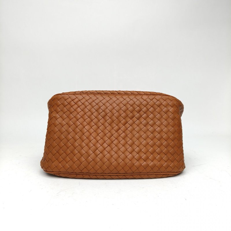 BOTTEGA VENETA 焦糖色牛皮經典編織手提包肩背包-4