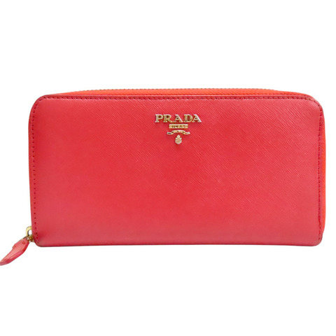 紅色 牛皮 拉鍊長夾【PRADA 普拉達】 1ML506