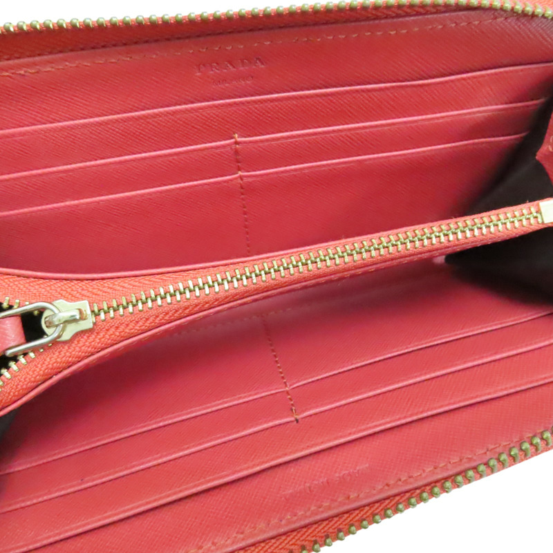 紅色 牛皮 拉鍊長夾【PRADA 普拉達】 1ML506-2