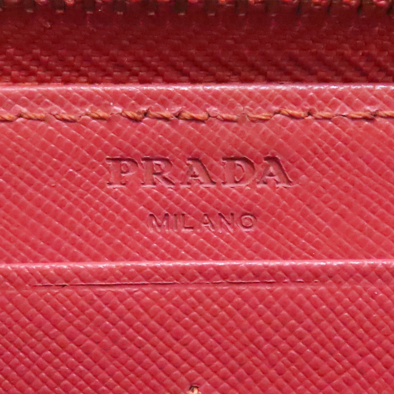 紅色 牛皮 拉鍊長夾【PRADA 普拉達】 1ML506-4