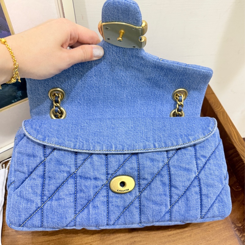 未使用品✨COACH TABBY 26 絎縫單肩手袋 牛仔翻蓋包-33