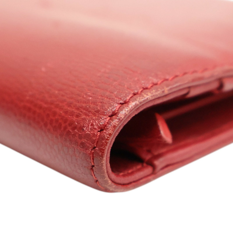 紅色 牛皮 對折長夾 銀釦 (無卡)【CHANEL 香奈兒】-10