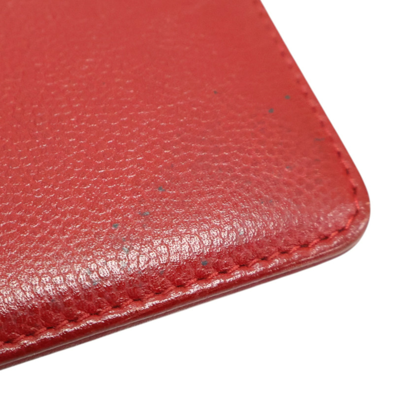 紅色 牛皮 對折長夾 銀釦 (無卡)【CHANEL 香奈兒】-11