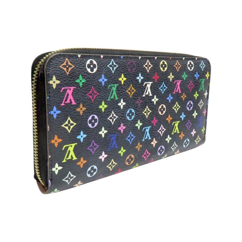 村上隆 黑彩PVC 拉鍊長夾【LOUIS VUITTON LV 路易威登】 M60275-1