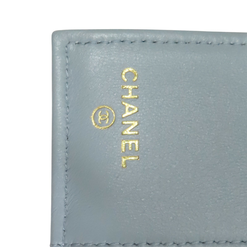 淺藍色 羊皮 翻蓋小錢包 短夾【CHANEL 香奈兒】 AP0230-5
