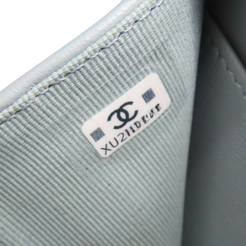 淺藍色 羊皮 翻蓋小錢包 短夾【CHANEL 香奈兒】 AP0230-7