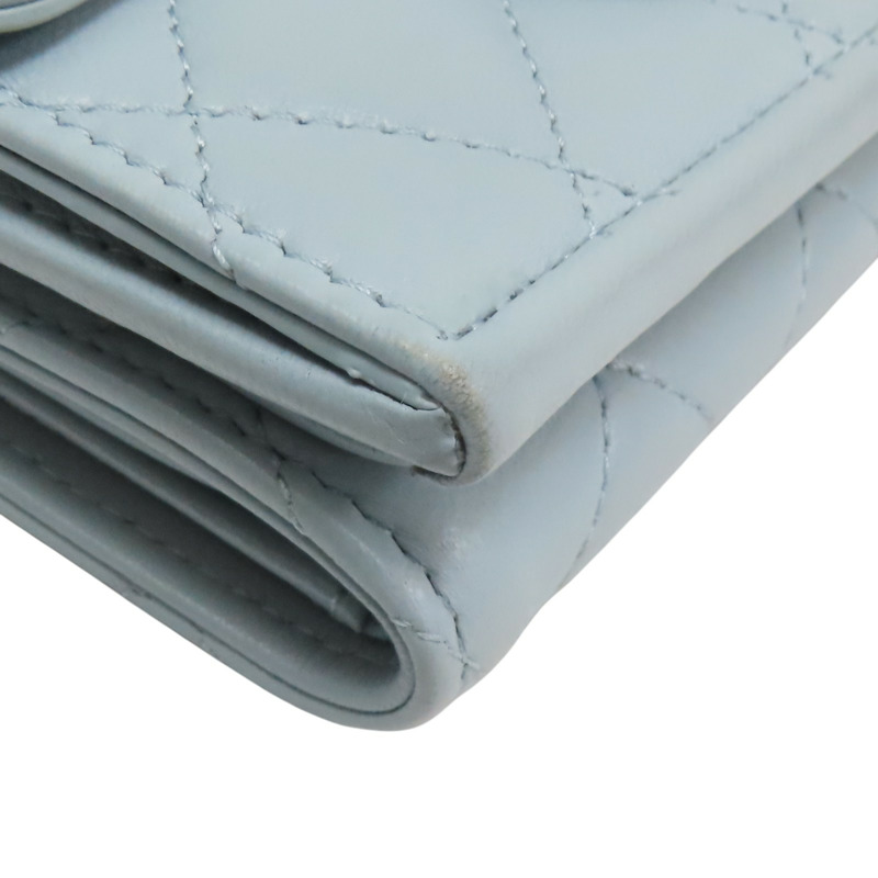 淺藍色 羊皮 翻蓋小錢包 短夾【CHANEL 香奈兒】 AP0230-8