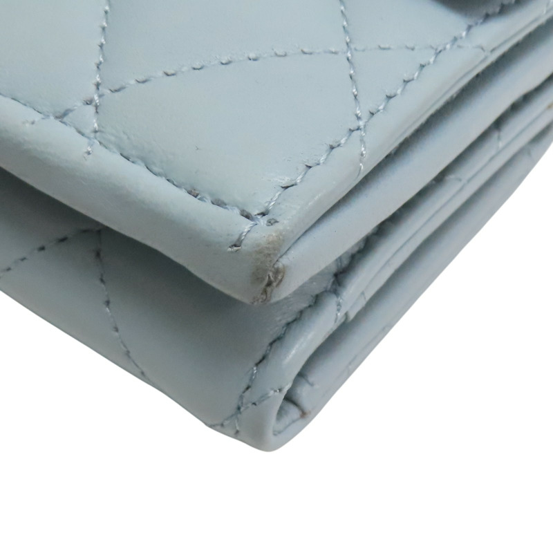 淺藍色 羊皮 翻蓋小錢包 短夾【CHANEL 香奈兒】 AP0230-9