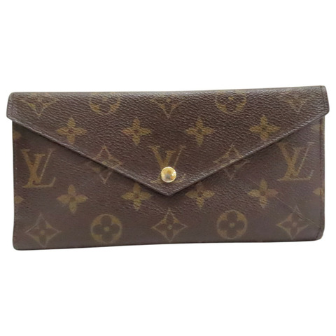 棕色 原花 PVC塗層帆布 Portefeuille Origami 長夾【LOUIS VUITTON LV 路易威登】 M40487