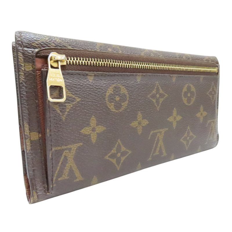 棕色 原花 PVC塗層帆布 Portefeuille Origami 長夾【LOUIS VUITTON LV 路易威登】 M40487-1