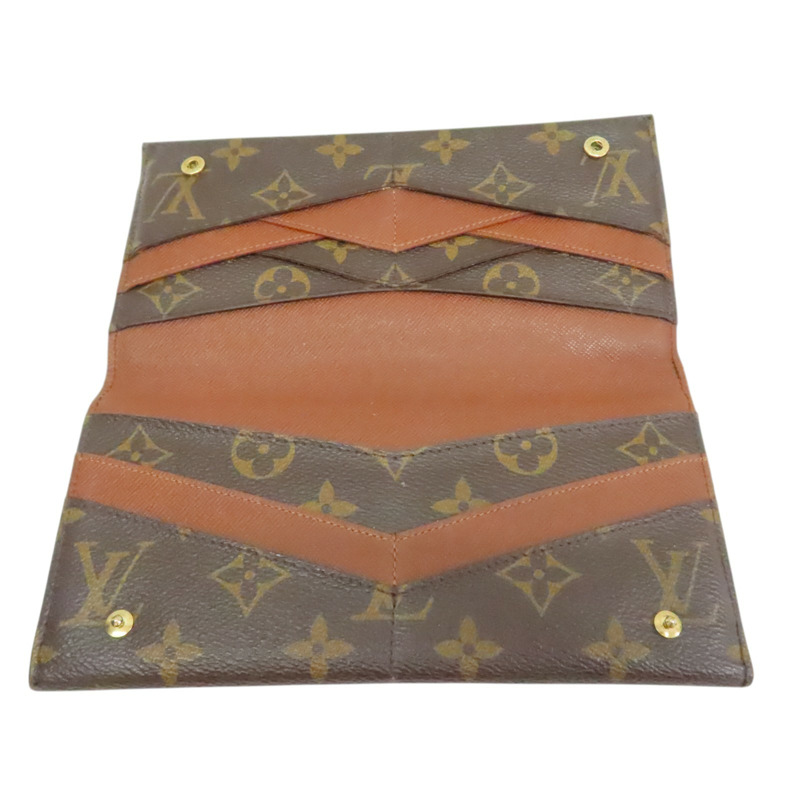 棕色 原花 PVC塗層帆布 Portefeuille Origami 長夾【LOUIS VUITTON LV 路易威登】 M40487-2