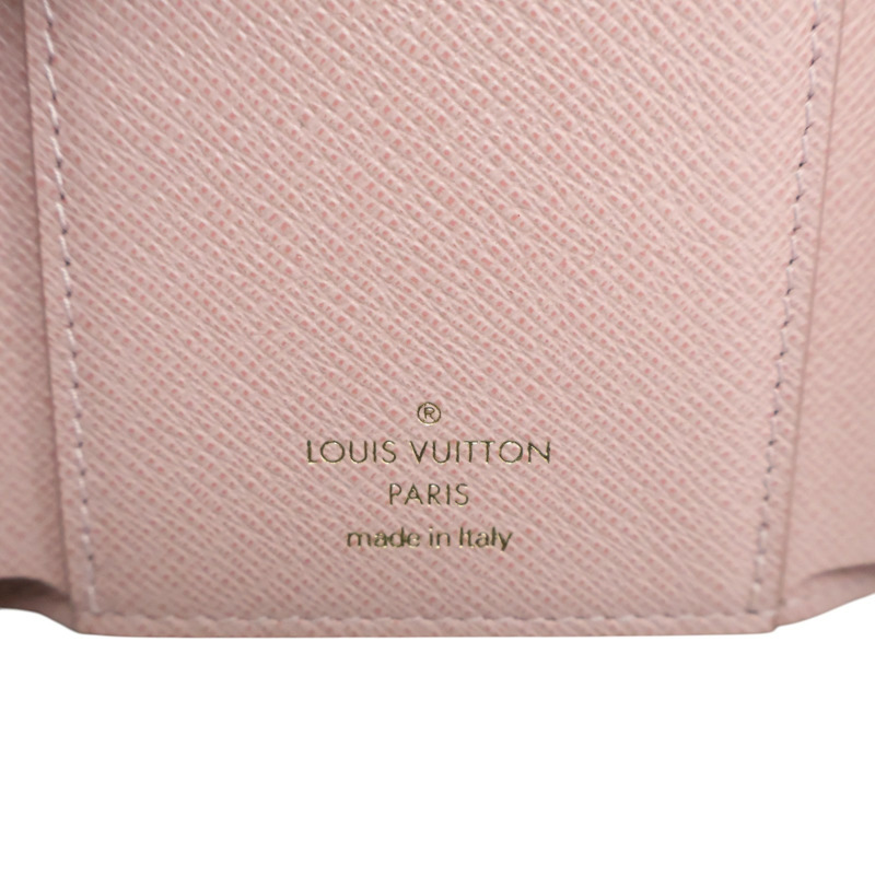 棕色/粉色 原花帆布 Victorine 三折短夾【LOUIS VUITTON LV 路易威登】 M62360-6