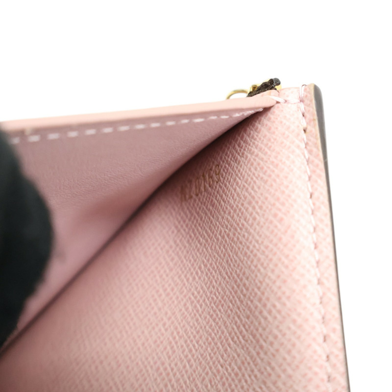 棕色/粉色 原花帆布 Victorine 三折短夾【LOUIS VUITTON LV 路易威登】 M62360-7