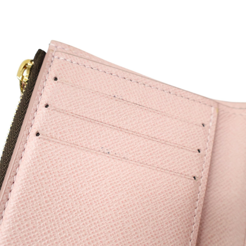 棕色/粉色 原花帆布 Victorine 三折短夾【LOUIS VUITTON LV 路易威登】 M62360-12