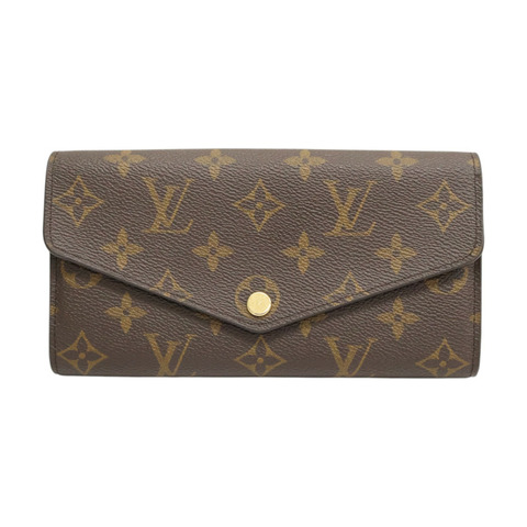 棕色 原花 PVC塗層帆布 Sarah 扣式長夾【LOUIS VUITTON LV 路易威登】 M62235