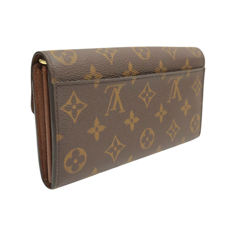 棕色 原花 PVC塗層帆布 Sarah 扣式長夾【LOUIS VUITTON LV 路易威登】 M62235-1
