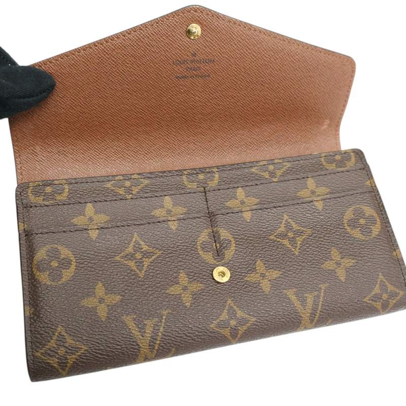 棕色 原花 PVC塗層帆布 Sarah 扣式長夾【LOUIS VUITTON LV 路易威登】 M62235-2
