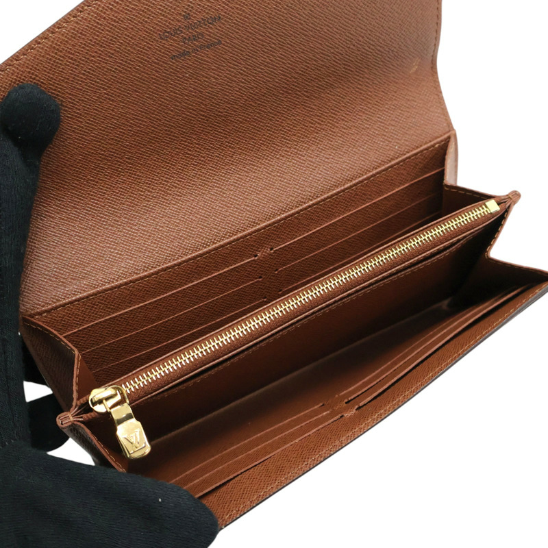 棕色 原花 PVC塗層帆布 Sarah 扣式長夾【LOUIS VUITTON LV 路易威登】 M62235-3